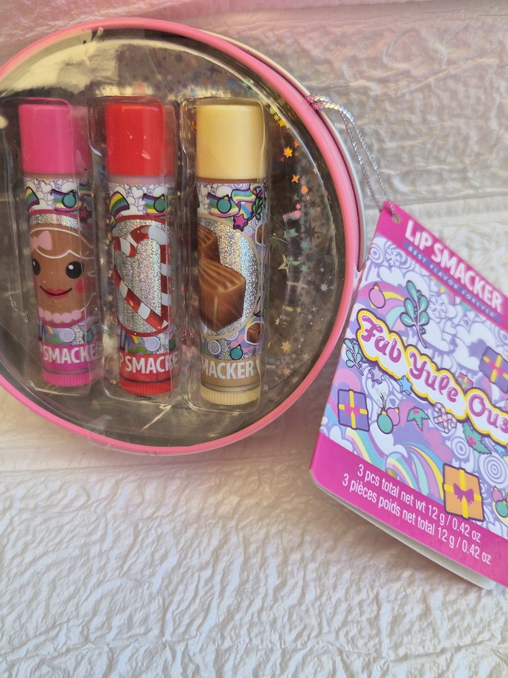 Lip Smacker Fab Yule Ours Holiday Lip Balm Trio - Pink, Red, Cream